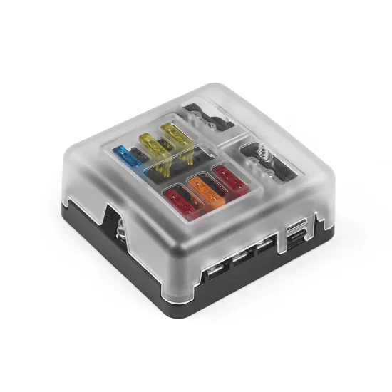 6-Way Blade Fuse Box Block Holder with LED Indicator for 12V and 32V Auto and Marine Applications - Waterproof BX102273