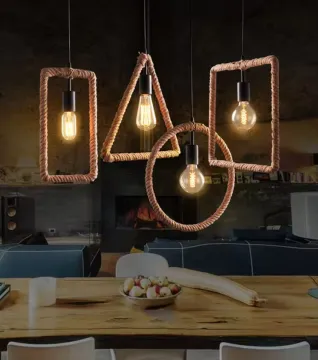 Geometric Industrial Loft: Creative Cafe & Store Chandeliers