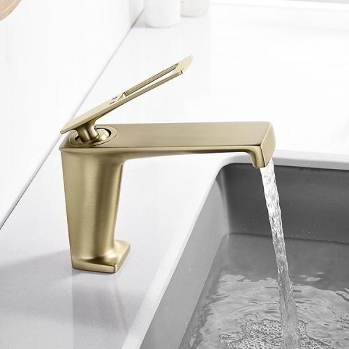 Single Hook Faucet Minimalist brushed gold gunmetal grey basin faucet Factory