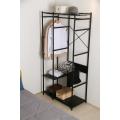 black wardrobe metal 3 layers shelves