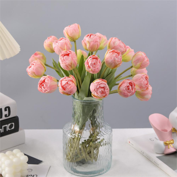 Mô phỏng chất lượng cao 7 Đầu Tulip Bouquet - Hoa lụa nhân tạo cổ điển cho trang trí đám cưới và trang trí nhà