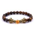 Men Dragon Beads Tiger's Eye Charms Stretch Bracelet