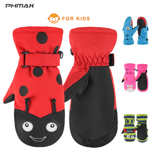PHMAX Toddler Ski Gloves Children Winter Waterproof Warmer Snow Gloves Boys Girls Andi-Slip Skating Hiking Camping Gloves