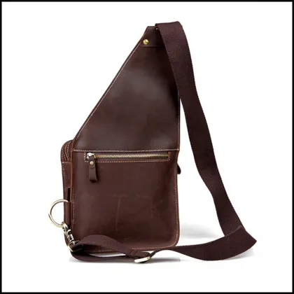 Vintage genuine leather men sling bag