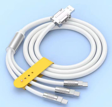 Zinc Alloy and Soft Silicone Micro USB Type-C Data Cable - Luminous 3-in-1 Cable for Xiaomi