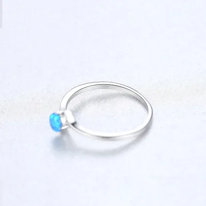 Sterling Silver Female Korean Style Ring with Australian Gem