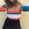 Womens Cropped Knit Top Long Sleeve