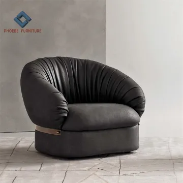 High-Quality Luxury Modern Italian Leather Single Sofa Chairs for Living Room