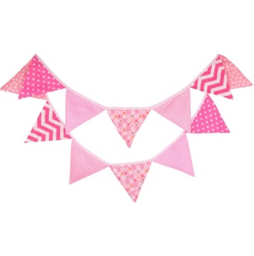 Pink Floral Cotton Bunting Banner - Wedding & Birthday Decoration