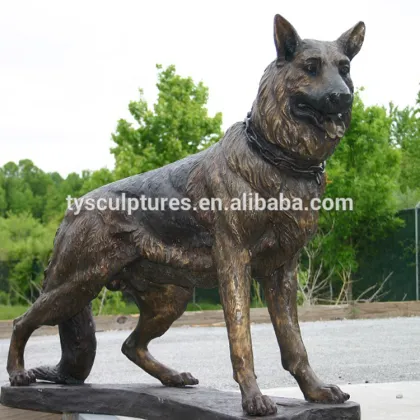 Outdoor garden decoration bronze german shepherd dog