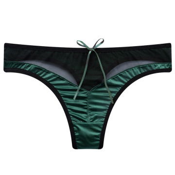 Ultra-Thin Breathable Quick Dry Women's Cotton G-String Panties with Satin Lace Thongs