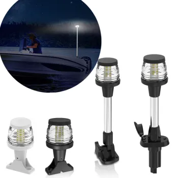 MARINE LED Boat Anchor Lights: 360° Fold Down Fixed Plug-in Stern Light with 2NM Navigation Capabilities - White
