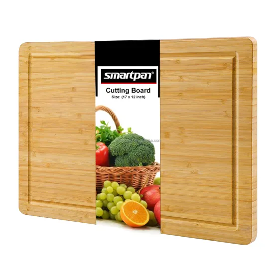 Extra Large Organic Bamboo Cutting Board (17 x 12 inch): Ideal for Meat and Vegetable Chopping