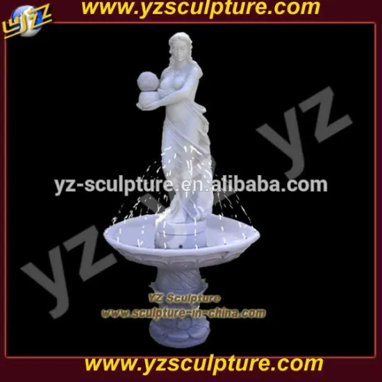 garden decorative marble water fountain with beautiful woman