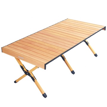 En stock Madera de grano de madera Mesa de rollo de huevo al aire libre