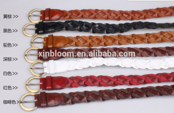 ladies' and women's casucal fashion braided wax cord wide waist belt with needle buckle