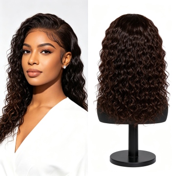 16 Inch 13x4 HD Lace Frontal Kinky Curls 150% Density 2 Human Hair Glueless Wig