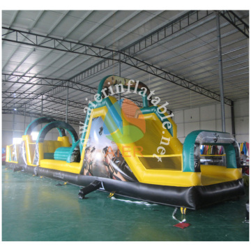 46ft Giant Long Full Printing Guangzhou Factory Price Inflatable Yellow Obstacle Course For Outdoor Playing