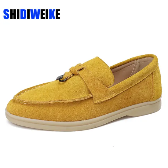 2021 cow-suede loafers Women Slip-On flats shoes Genuine Leather Ballets Flats Shoes for women Moccasins big size 35-40 AB966