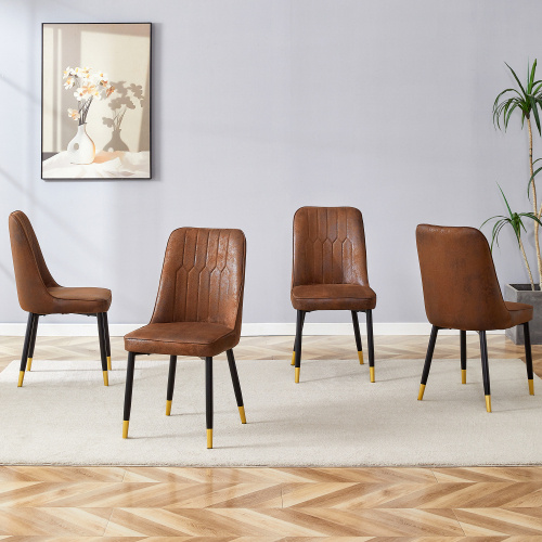 Brown Suede-like Velvet Dining Chair Set