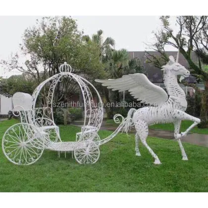 Royal Princess Wedding Backdrop: Large Pumpkin Horse Cart & Cinderella Carriage