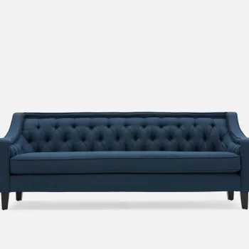 Modern Black Solid Wood Legs Linen Fabric 3-Seat Sofa