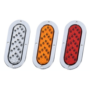 25 LED Car Tail Light Oval Stop Turn Signal Brake Side Marker with Arrow Warning for RV Truck Trailer