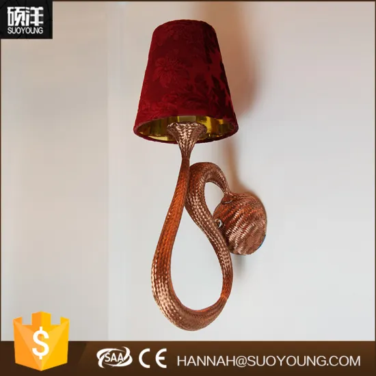 Hot sale Europe classic design Copper Fabric vintage led living room wall lamp for hotel