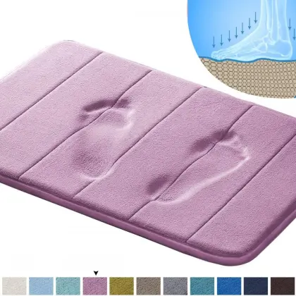 Comfity Dark Purple Memory Foam Bath Mat