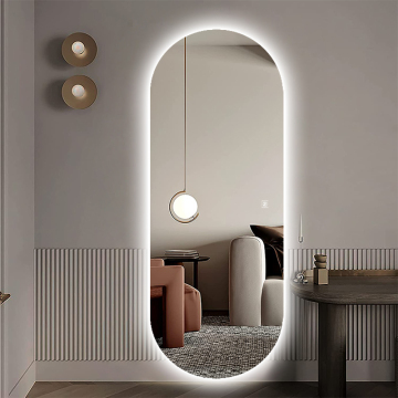LED Warna Cahaya Dimmable Mengubah cermin panjang penuh untuk salon, toko tukang cukur