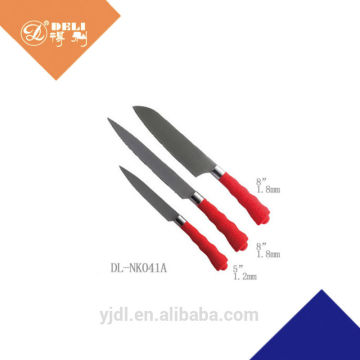 3 pieces black blade soft red handle japanese chef knife
