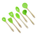 7pcs silicone utensils with wood handle