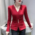 Slim V-neck inner bottoming shirt for women