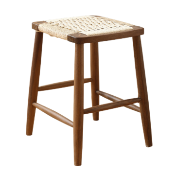 Tabouret en bois de rotin naturel - tabouret en bois d'orme respectueux de l'environnement pour le salon