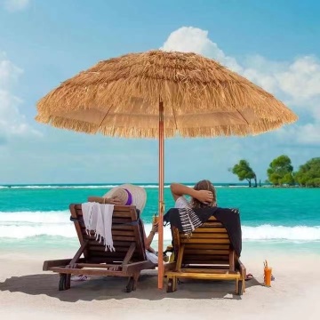 Luxury Custom Wooden Sun Umbrella with Tassels for Patio and Beach