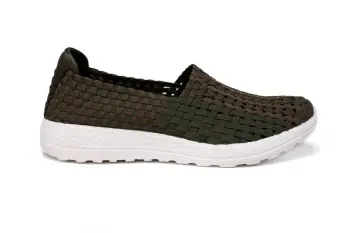 Casual Elastic Khaki Bands Upper Woven Hollow Shoes