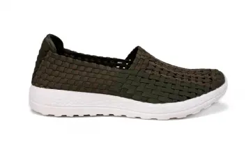 Casual Elastic Khaki Bands Upper Woven Hollow Shoes