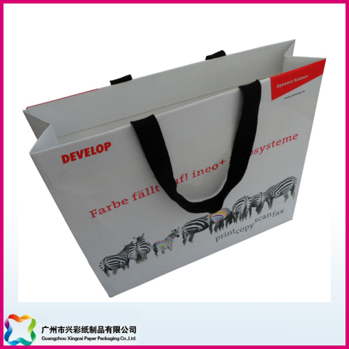 Paper Shopping Bag with Grossgain Ribbon as Handles