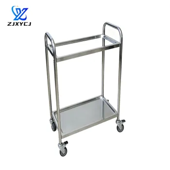 Stainless Steel 2Tier Utility Cart with Lockable Wheels