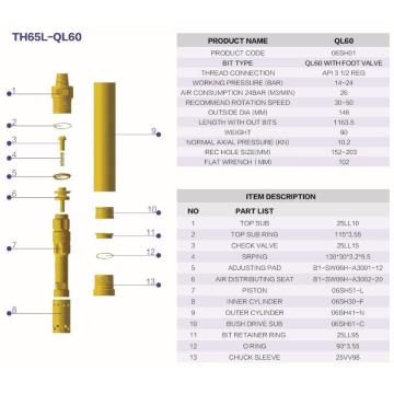 Martillo de perforación DTH de alta presión de aire duradero