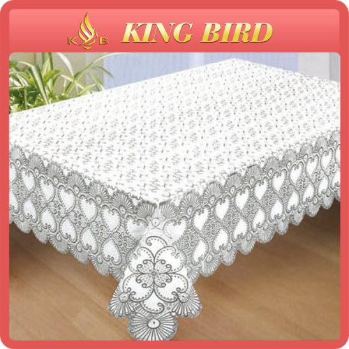 Silver foil lace table cloth from China