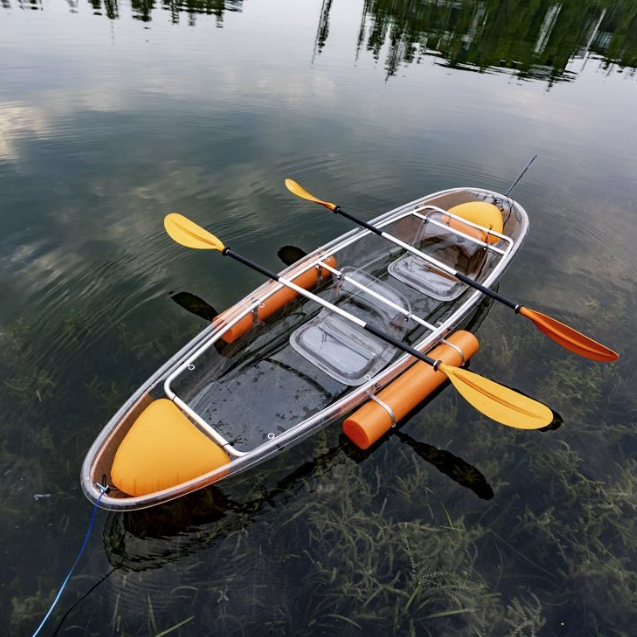 Direct Hot Glass Bottom Hand Rowing Boat with New Design - Transparent Polycarbonate Kayaks