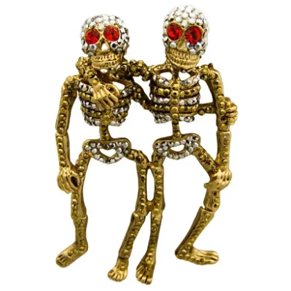 Dying with love pirate styled brooch with rhinestone