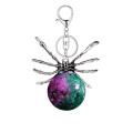 Ruby zoisite 16MM Ball Antique Silver Spider Pendant (47x40mm) Necklace 45cm Black Cord