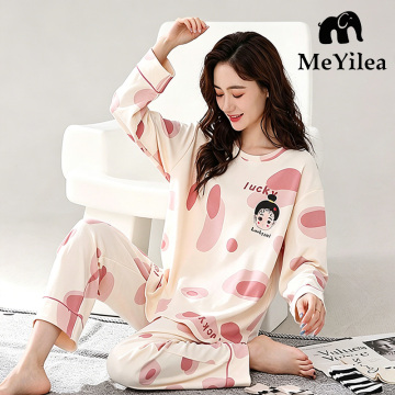 Women Cartoon Print Cotton Loungewear Set