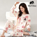 Kadın Karikatür Baskı Pamuklu Loungewear Seti