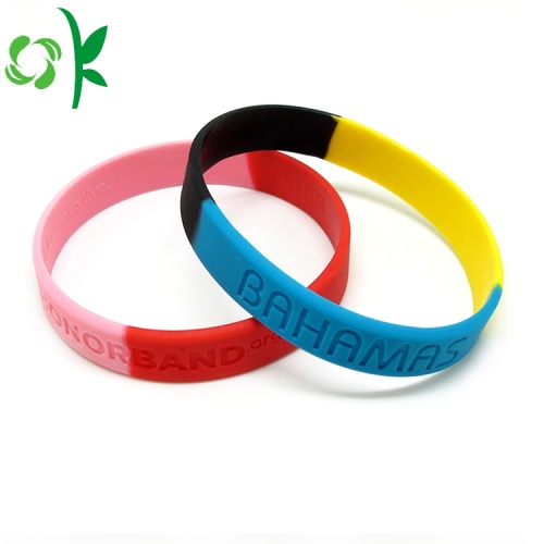 Logo personnalisé de type nouveau de bracelets de silicone de couleur mélangée