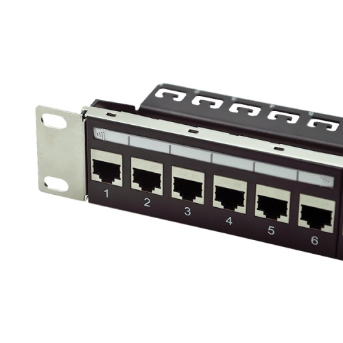 24-port CAT6 Feedthrough Patch Panel Incl. 24pcs of CAT6 female shielded keystone adapter (RJ45 to RJ45 free connection)