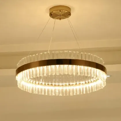Modern Hanging Luxury Chandelier Brass Crystal Ceiling Lamp