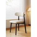 Silla de comedor minimalista de madera de fresno de lujo con respaldo